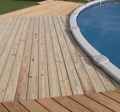 Wood deck around an above-ground pool in Franklin, TN